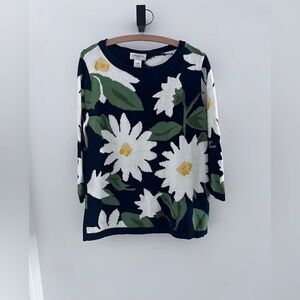 Vintage cottagecore sweater 90s y2k Jones New York white daisy sweater womens L